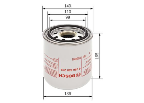 BOSCH 0 986 628 259 Fren Sistemleri Hava Kurutucu Kartuşu - DAF LF 55 uyumlu