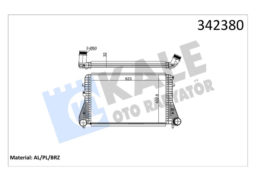 KALE OTO RADYATÖR 342380 Motor Turbo Radyatörü - SEAT LEON (1P1) uyumlu