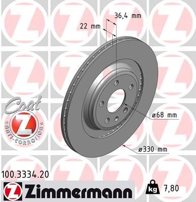 ZIMMERMANN 100.3334.20 Fren Sistemleri Fren Diski - AUDI Q5 (8RB) uyumlu