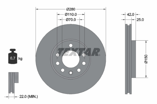 TEXTAR 92091903 Fren Sistemleri Fren Diski - OPEL MERIVA A MPV (X03) uyumlu