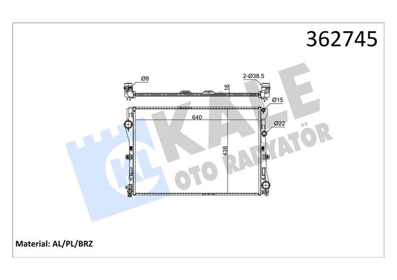 KALE OTO RADYATÖR 362745 Soğutma Sistemi Su Soğutucu & Parçaları - MERCEDES-BENZ C-SERISI (W205) uyumlu