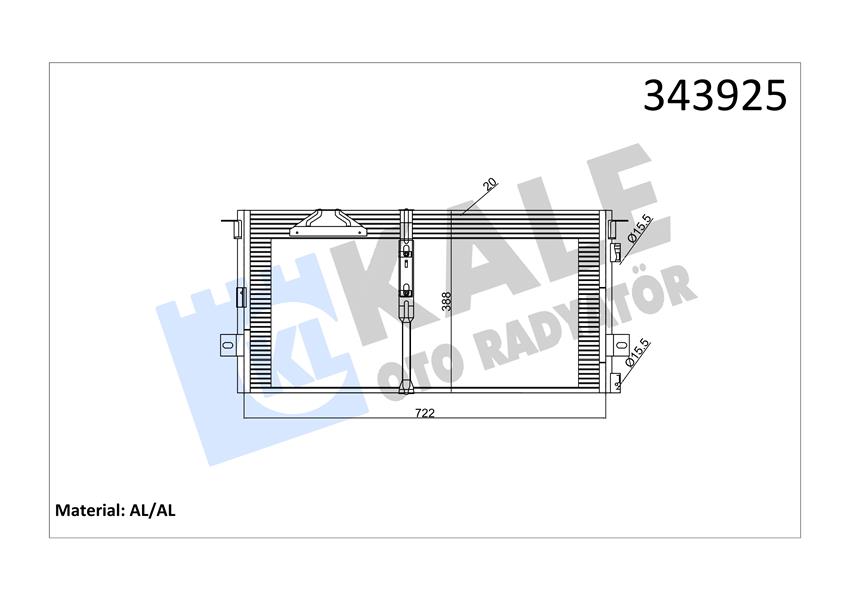 KALE OTO RADYATÖR 343925 İklimlendirme Sistemi Klima Radyatörü - CHRYSLER VOYAGER / GRAND VOYAGER III (GS_, NS_) uyumlu