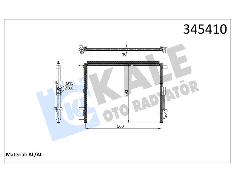 KALE OTO RADYATÖR 345410 İklimlendirme Sistemi Klima Radyatörü - KIA CEE'D (JD) uyumlu