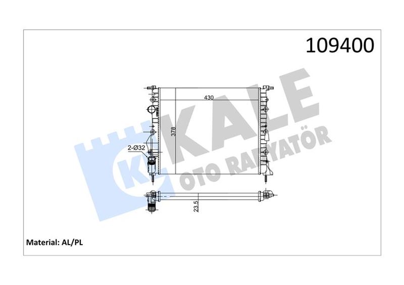 Su Radyatörü - KALE OTO RADYATÖR - 0518182AL Ürün Görseli