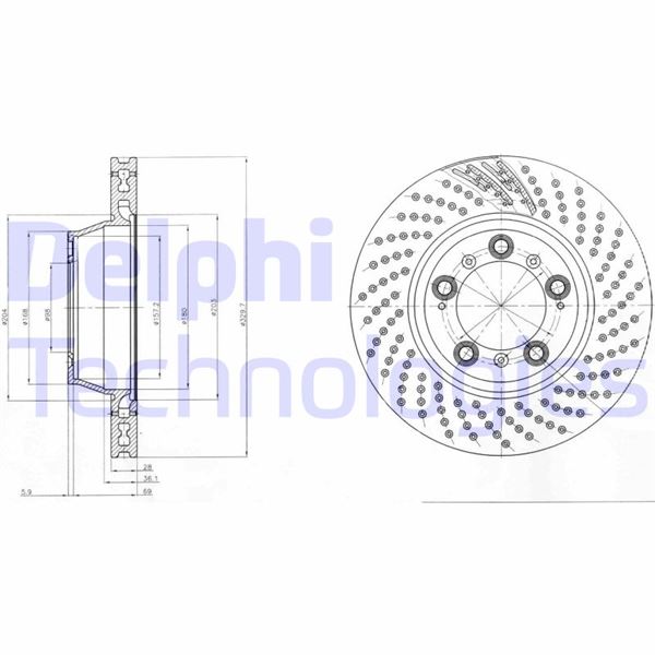 DELPHI BG9097C Fren Sistemleri Fren Diski - PORSCHE 911 (997) uyumlu