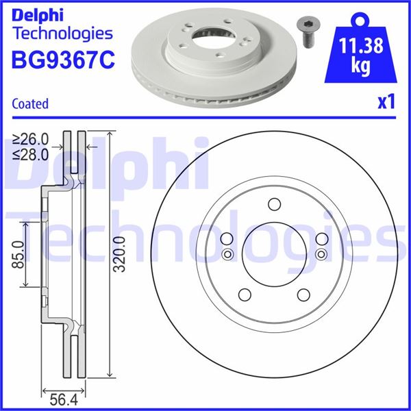 DELPHI BG9367C Fren Sistemleri Fren Diski - SSANGYONG REXTON (Y400, Y450) uyumlu