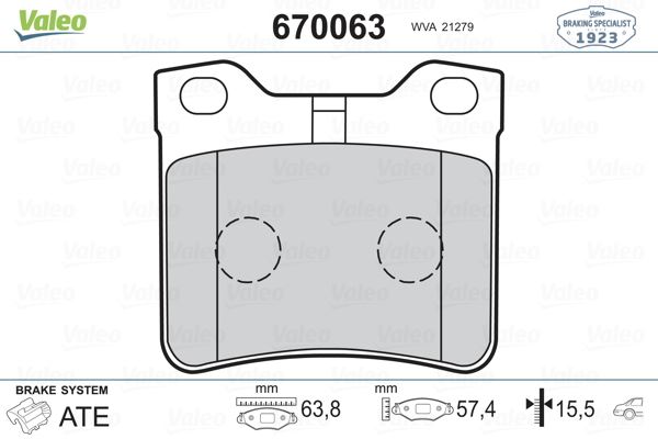 VALEO 670063 Fren Sistemleri Fren Balatası - PEUGEOT 406 (8B) uyumlu