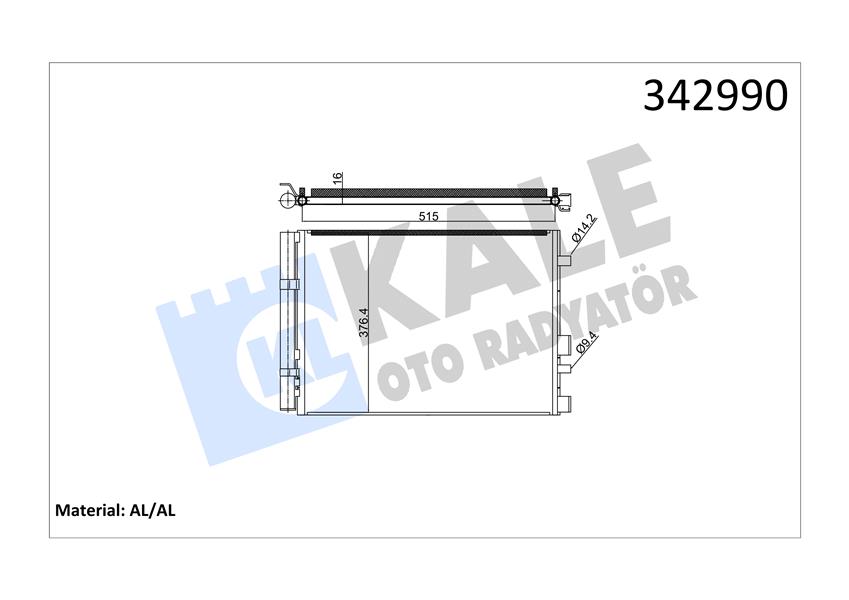 KALE OTO RADYATÖR 342990 İklimlendirme Sistemi Klima Radyatörü - HYUNDAI i20 I (PB, PBT) uyumlu