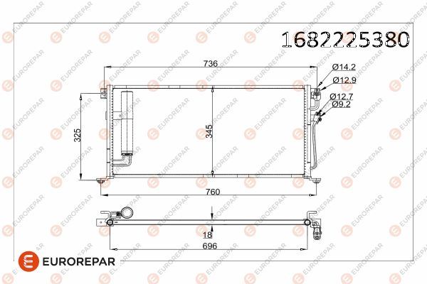 EUROREPAR 1682225380 İklimlendirme Sistemi Klima Radyatörü - MITSUBISHI LANCER VII (CS_A, CT_A) uyumlu