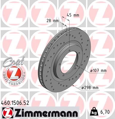 ZIMMERMANN 460.1506.52 Fren Sistemleri Fren Diski - PORSCHE 944 uyumlu