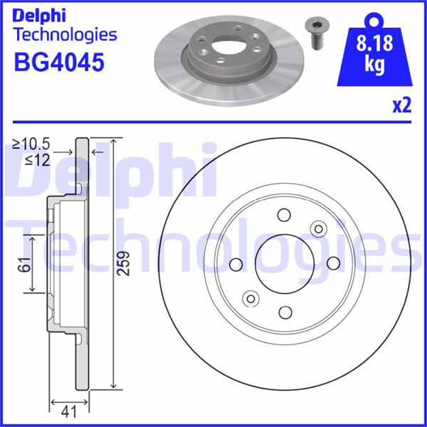 DELPHI BG4045 Fren Sistemleri Fren Diski - DACIA LOGAN (LS_) uyumlu