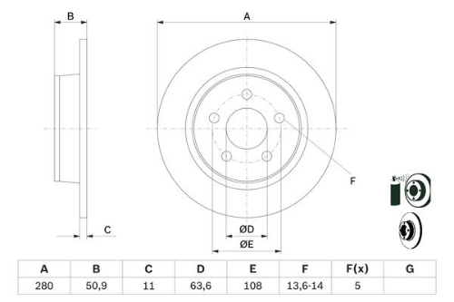 BOSCH 0 986 479 762 Fren Sistemleri Fren Diski - FORD C-MAX II (DXA/CB7, DXA/CEU) uyumlu