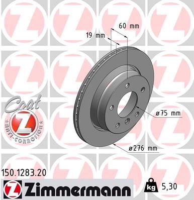 ZIMMERMANN 150.1283.20 Fren Sistemleri Fren Diski - BMW 3 Touring (E36) uyumlu