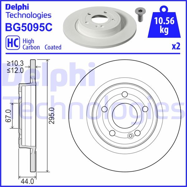 DELPHI BG5095C Fren Sistemleri Fren Diski - MERCEDES-BENZ A-SERISI (W177) uyumlu