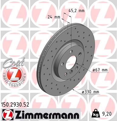 ZIMMERMANN 150.2930.52 Fren Sistemleri Fren Diski - BMW 2 Active Tourer (F45) uyumlu