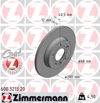 ZIMMERMANN 600.3213.20 Fren Sistemleri Fren Diski - VW TRANSPORTER T4 Minibüs/Otobüs (70B, 70C, 7DB, 7DK, 70J, 70K, uyumlu
