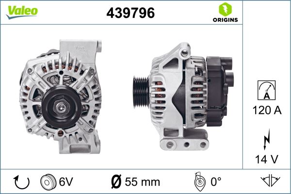 VALEO 439796 Elektrik Sistemi Alternatör - FIAT PANDA (169_) uyumlu