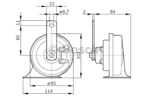 BOSCH 0 986 AH0 503 Elektrik Sistemi Korna - VW POLO III (6N1) uyumlu