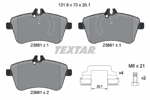 TEXTAR 2388101 Fren Sistemleri Fren Balatası - MERCEDES-BENZ A-SERISI (W169) uyumlu