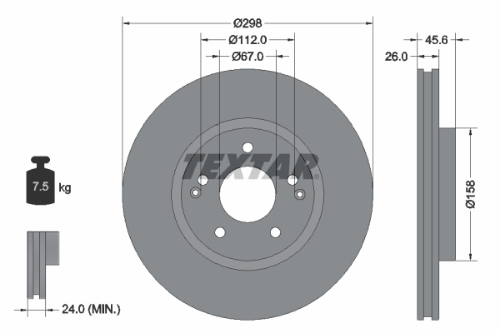 TEXTAR 92322903 Fren Sistemleri Fren Diski - SSANGYONG KORANDO (CK) uyumlu