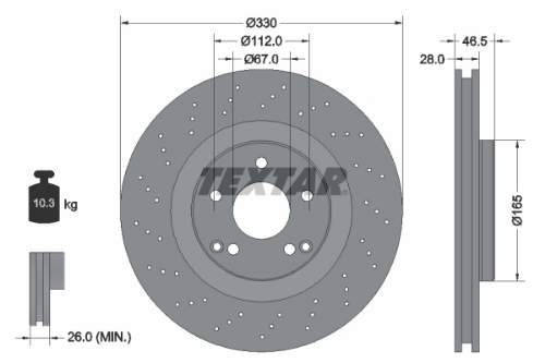 TEXTAR 92119805 Fren Sistemleri Fren Diski - MERCEDES-BENZ C-SERISI T-Model (S203) uyumlu