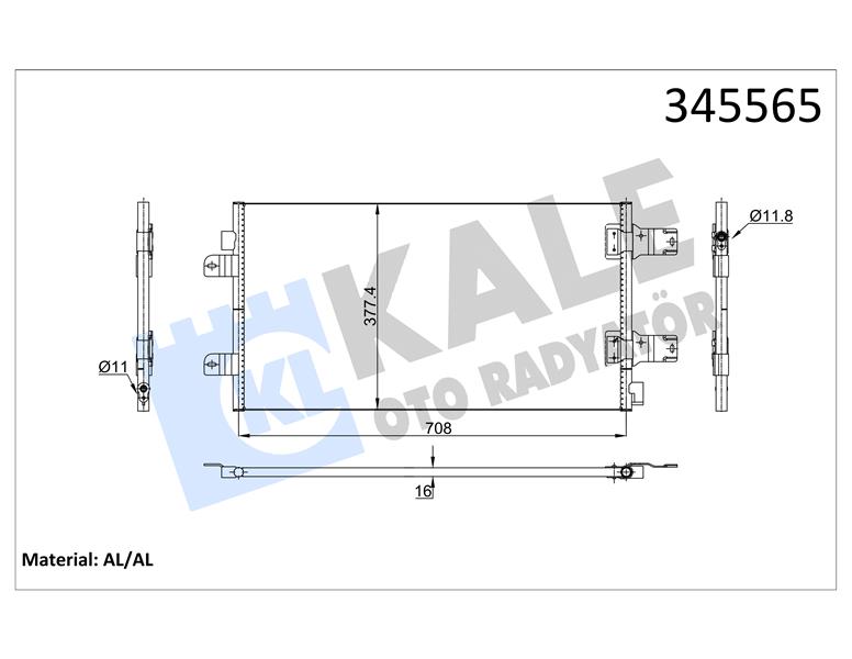 KALE OTO RADYATÖR 345565 İklimlendirme Sistemi Klima Radyatörü - NISSAN INTERSTAR Minibüs/Otobüs (X70) uyumlu