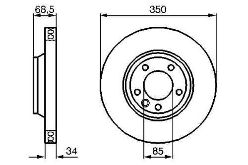 BOSCH 0 986 479 249 Fren Sistemleri Fren Diski - PORSCHE CAYENNE (92A) uyumlu