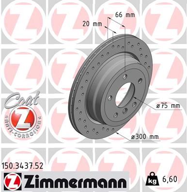 ZIMMERMANN 150.3437.52 Fren Sistemleri Fren Diski - BMW 3 Touring (E91) uyumlu