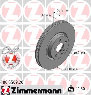 ZIMMERMANN 400.5509.20 Fren Sistemleri Fren Diski - MERCEDES-BENZ V-SERISI (W447) uyumlu