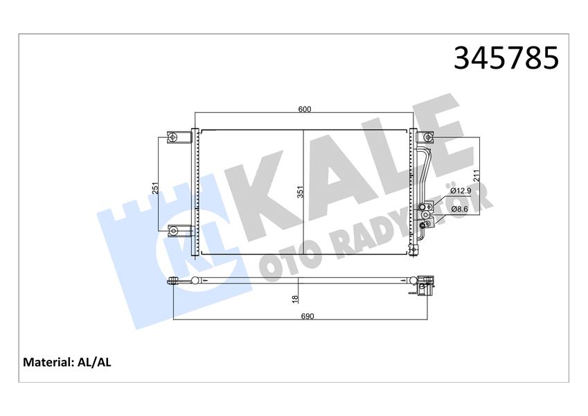 KALE OTO RADYATÖR 345785 İklimlendirme Sistemi Klima Radyatörü - MITSUBISHI PAJERO SPORT I (K7_, K9_) uyumlu