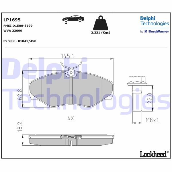 DELPHI LP1695 Fren Sistemleri Fren Balatası - RENAULT TRAFIC II Minibüs/Otobüs (JL) uyumlu