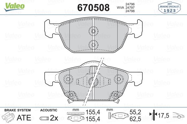 VALEO 670508 Fren Sistemleri Fren Balatası - HONDA CIVIC IX (FK) uyumlu