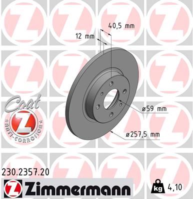 ZIMMERMANN 230.2357.20 Fren Sistemleri Fren Diski - ALFA ROMEO 155 (167_) uyumlu