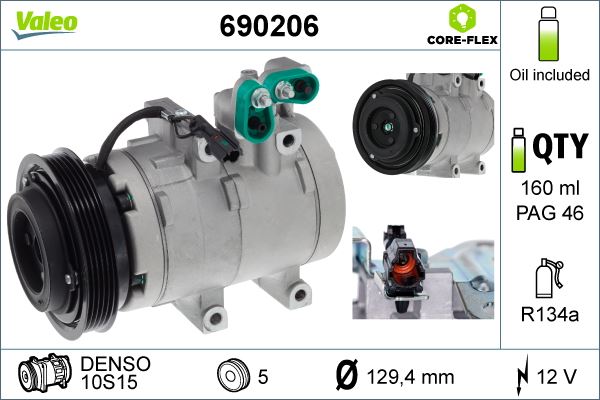 VALEO 690206 İklimlendirme Sistemi Kompresör Parçaları - HYUNDAI XG (XG) uyumlu