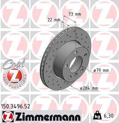 ZIMMERMANN 150.3496.52 Fren Sistemleri Fren Diski - BMW 1 (F20) uyumlu