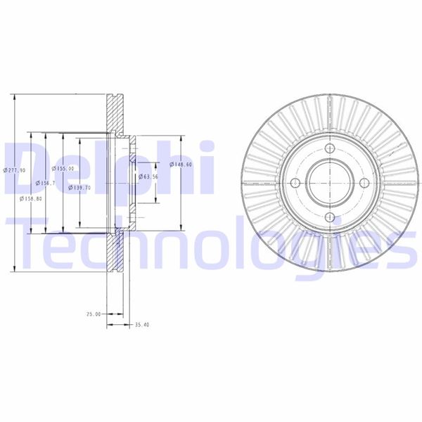 DELPHI BG4117 Fren Sistemleri Fren Diski - FORD FIESTA V (JH_, JD_) uyumlu