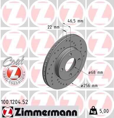 ZIMMERMANN 100.1204.52 Fren Sistemleri Fren Diski - AUDI 80 B3 Sedan (893, 894, 8A2) uyumlu