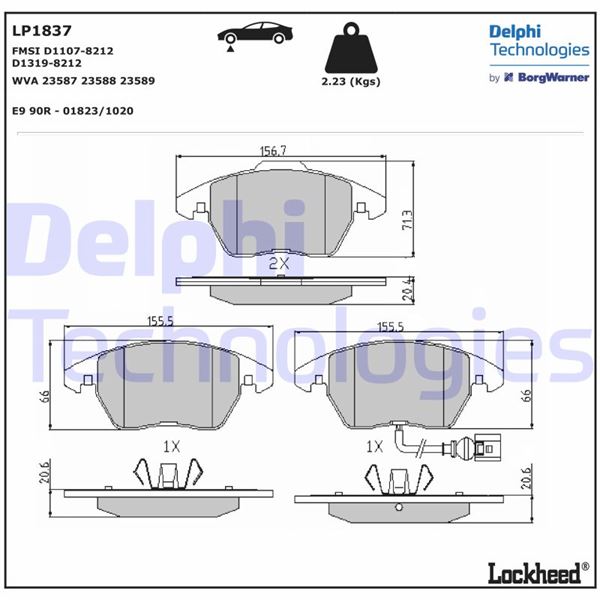 DELPHI LP1837 Fren Sistemleri Fren Balatası - VW PASSAT B7 (362) uyumlu