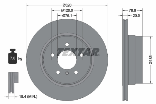 TEXTAR 92161103 Fren Sistemleri Fren Diski - BMW X5 (E70) uyumlu