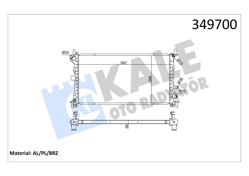 KALE OTO RADYATÖR 349700 Soğutma Sistemi Su Soğutucu & Parçaları - FORD FOCUS I (DAW, DBW) uyumlu