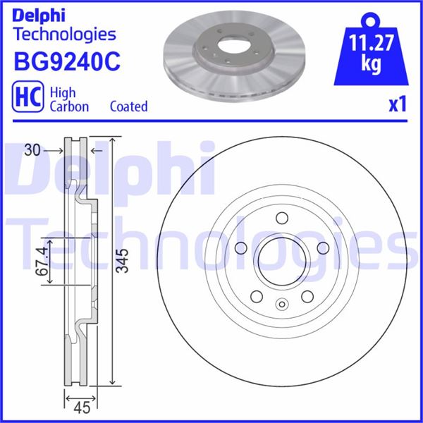 DELPHI BG9240C Fren Sistemleri Fren Diski - OPEL INSIGNIA B Grand Sport (Z18) uyumlu