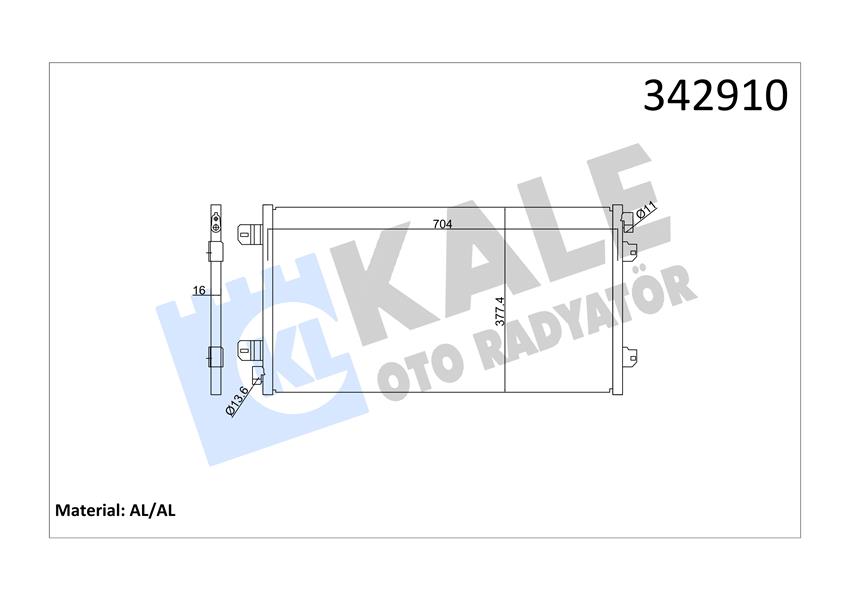 KALE OTO RADYATÖR 342910 İklimlendirme Sistemi Klima Radyatörü - OPEL MOVANO A Panelvan/Van (X70) uyumlu