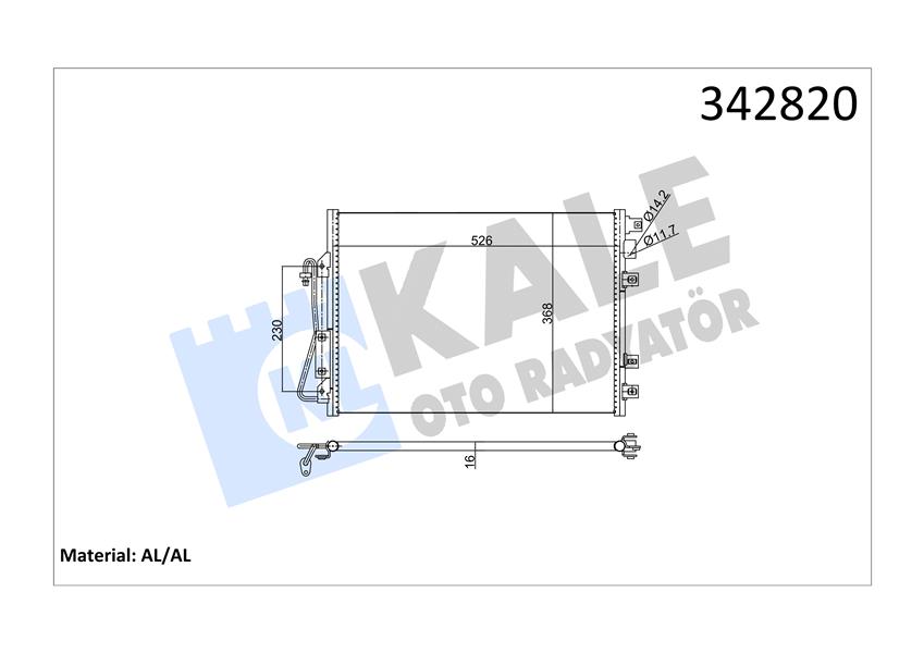 KALE OTO RADYATÖR 342820 İklimlendirme Sistemi Klima Radyatörü - NISSAN KUBISTAR Panelvan/Van (X76) uyumlu