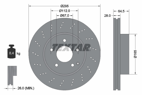 TEXTAR 92165005 Fren Sistemleri Fren Diski - MERCEDES-BENZ C-SERISI T-Model (S204) uyumlu