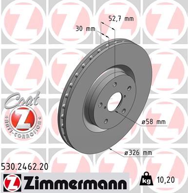 ZIMMERMANN 530.2462.20 Fren Sistemleri Fren Diski - SUBARU IMPREZA Sedan (GD) uyumlu