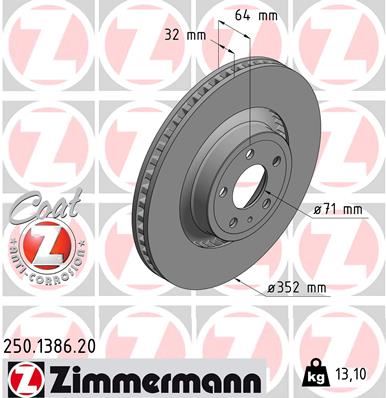 ZIMMERMANN 250.1386.20 Fren Sistemleri Fren Diski - FORD USA MUSTANG Coupe uyumlu