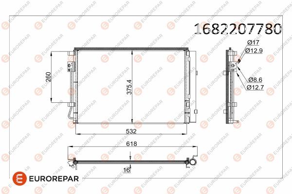 EUROREPAR 1682207780 İklimlendirme Sistemi Klima Radyatörü - KIA RIO III (UB) uyumlu