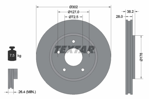 TEXTAR 92181503 Fren Sistemleri Fren Diski - DODGE JOURNEY uyumlu