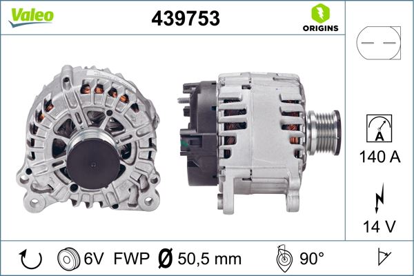 VALEO 439753 Elektrik Sistemi Alternatör - VW TRANSPORTER T5 Minibüs/Otobüs (7HB, 7HJ, 7EB, 7EJ) uyumlu