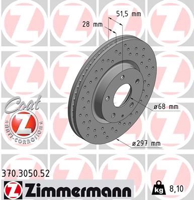 ZIMMERMANN 370.3050.52 Fren Sistemleri Fren Diski - MAZDA CX-5 (KE, GH) uyumlu